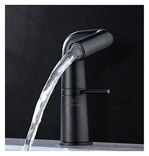 Robinet lavatory noir mitigeur de salle de bain eau chaude et froide laiton