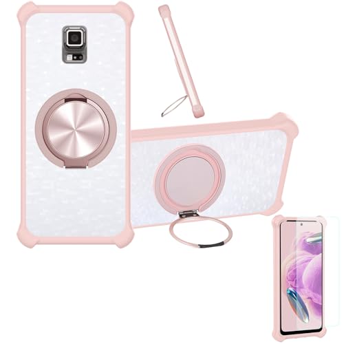 jioeuinly Case Compatible for Samsung Galaxy S5 Active Phone Case Cover [with 1* Tempered Glass Screen Protector] Hybrid Case[360°Ring Support, Magnetic] CX-03-FEN