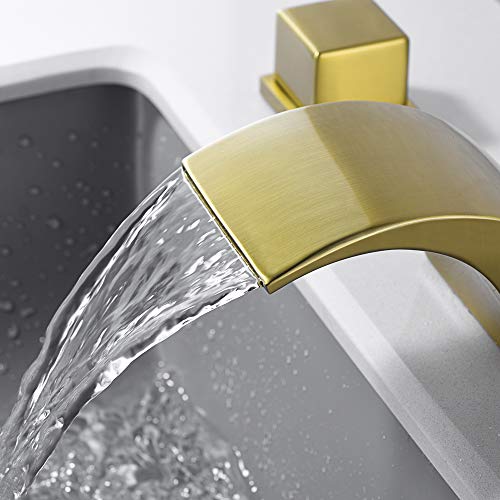 Grifo de cascada de latón para baño que elimina salpicaduras con doble manija precisa 4