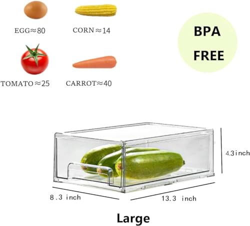 MANO-2Pack-Clear-Fridge-Drawers-Pull-Out-Stackable-Refrigerator-Drawer-Organizer-Bins-Pantry-Storage-Box-Plastic-Food-Containers-for-Kitchen-Bathroom-Office-Closet-Large