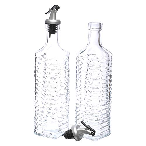 Image of SIMPARTE Oil and Vinegar Cruet Seasoning for Dining Table Glass Bottle (2 Pcs 500 ML), Clear, Medium, Set of 2