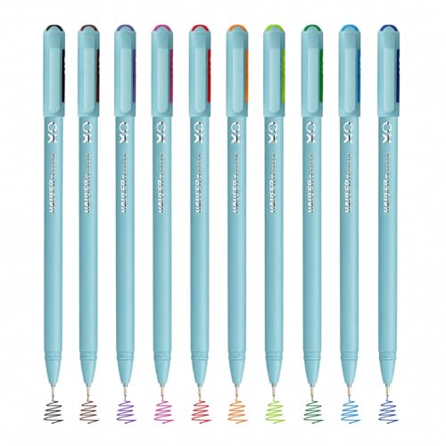 Image of Hauser XO 0.7mm 10 Vibrant Ink Multicolor Ball Pen Set Blister Pack of 3-Total 30 Pens| Smooth Ink Flow | Minimalistic Pastel Body, Comfortable Grip | For Writing, Doodling, Coloring & Mandala Art