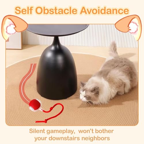 Image of Interactive Cat Toy - Cat Toys for Indoor Cats Smart Silicone Rolling Ball with Tail,Bird Sound, Motion Activated,Kitten Puzzle Toys for Bored Indoor Adult Cats & Dogs (1-Pcs )
