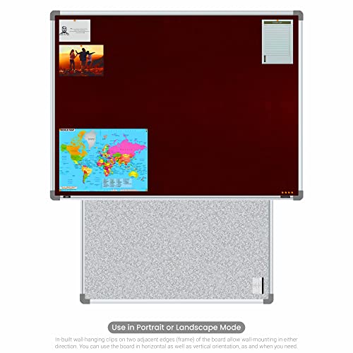 Image of Scholar Art Metis 3x4 Feet Fabric Pin-up Board for Study Table & Kids Room | High Strength Velvet Cloth + High Density Soft Board for Pinning Photos, Sticky Notes & Reminders (Maroon)