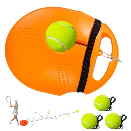 Tennis Trainer Set Base Palline Tennis Allenatore Tennis Rimbalzo Strumento Allenamento Autoaddestramento Set Tennis con 2 palline rimbalzo per Principianti, Bambini e Adulti Allenamento (Arancione B)