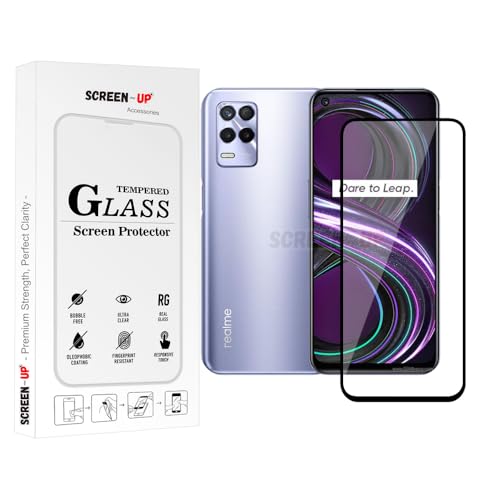 Image of ScreenUp Tempered Glass For Realme 8s 5G - Ultra Clear, 9H Scratch Resistant, Full Coverage, Easy Install Screen Protector