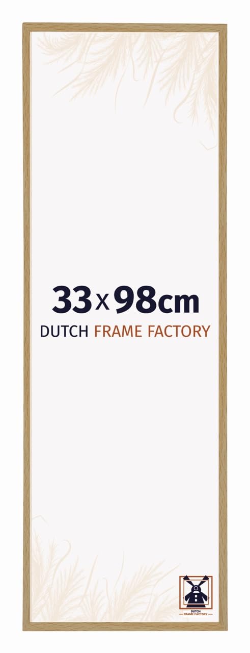 Dutch Frame Factory - Picture frame 33x98 cm - Beech Light - Plastic Picture frame with Antireflex Acrylic glass - Photo frame 33x98 cm - Easy