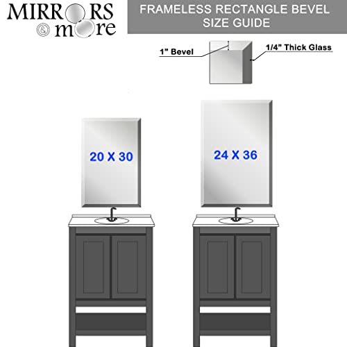 Mirrors And More 24 X 36 Bathroom Mirrors For Vanity - Rectangle Beveled Wall-Mounted Mirrors - Vertical Or Horizontal Placement - 3 D-Ring Hardware On Backer #TOP7