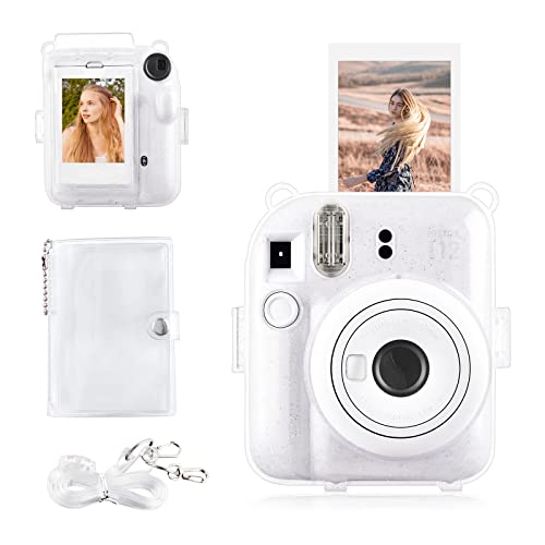 Funda Clear para Fujifilm Instax Mini 12 con Bolsillo y Correa