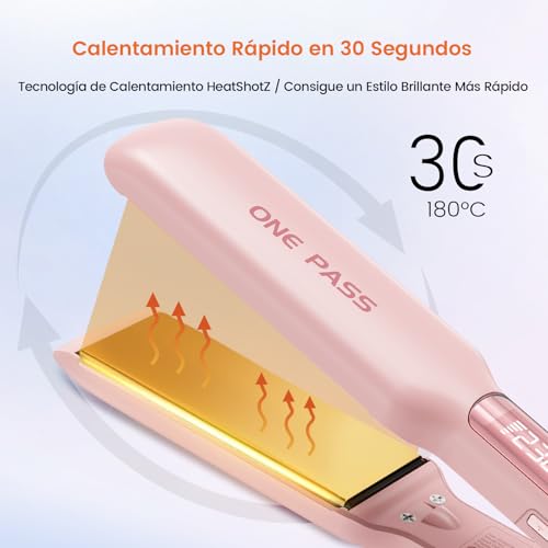 Miniatura 3 de Faszin Plancha De Pelo Con Placa De 42 Mm De Ancho, Plancha De Titanio Con Iones Negativos, Pantalla Led, Calentamiento Rápido De 30 S, Temperatura Ajustable De 11 Niveles 130-230 Rosado