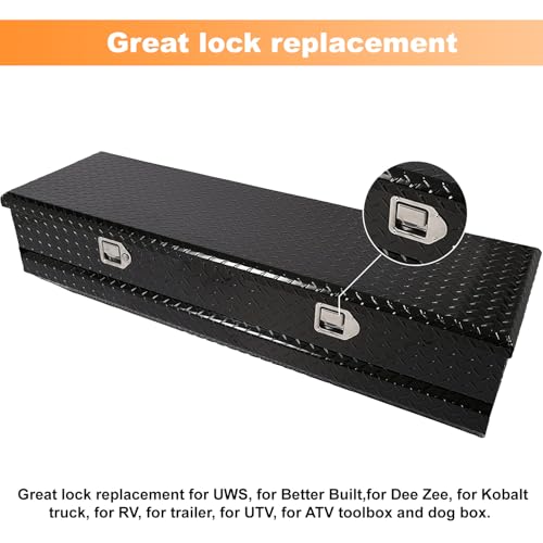 Image of Truck Tool Box Latch Replacement 2 Pack,304 Stainless Steel Paddle Handle Lock Kit with Keys,Truck Bed Toolbox Accessories,Dual Handle Latch System with Connecting Rod Kit (2packs)