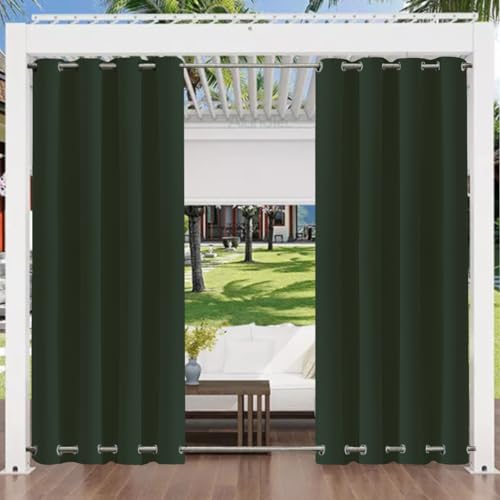 Outdoor Vorhang Wetterfest mit Ösen Oben und Unten (Viele Höhen & Breiten Zur Auswahl) Wasserdicht Sichtschutz Terrasse Sonnenschutz für Balkon Veranda Pergola Gartenlaube, Weiß