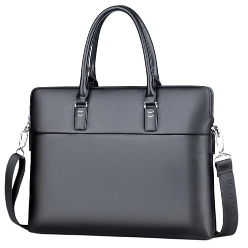 Messager d'affaires en cuir noir élégant pour ordinateur portable