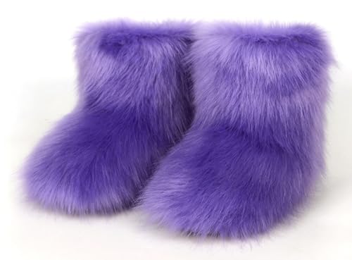 Girls Fluffy Furry Snow Boots Faux Fur Winter Warm Outdoor Boots3