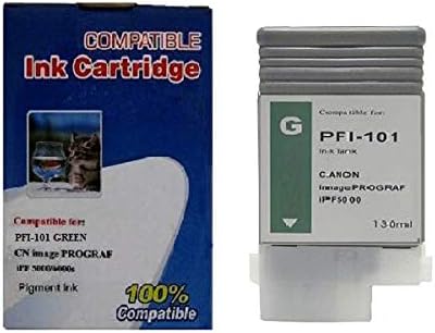 Vivid Colors PFI-101 Compatible Ink Cartridge Replacement for Canon PFI101 PFI-101G 0890B001AA (Green) for Use Canon iPF5000, iPF5100, iPF6100, iPF6200, 130ml Ink Tank