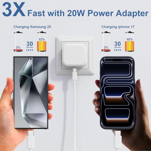 iPhone Charger Fast Charge for iPhone 14 13, 2Pack 20W Fast Apple Charger with 2M/6FT Cable MFi Certified Fast Phone Charging USB C To Lightning Cable for iPhone 14 13 12 11 Pro Max XS XR X SE 8, iPad
