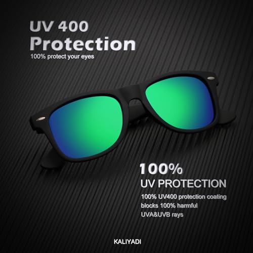 Image of KALIYADI Polarized Sunglasses for Men and Women Matte Finish Sun glasses Color Mirror Lens UV Blocking (3 Pack)