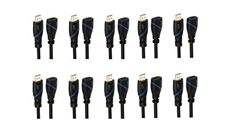Image of C&E CNE518350 HDMI Extension Cable Male to Female (Pack of 10, Black)