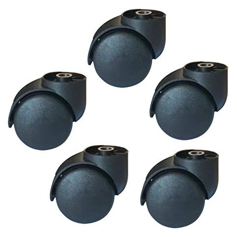 2in Office Chair Caster Wheels,Replacement Swivel Chair Wheels,Heavy Duty Castors for Furniture,Revolving Chair Casters in Polyurethane,Chair Accessories,No Stem,Set of 5,Black Cover