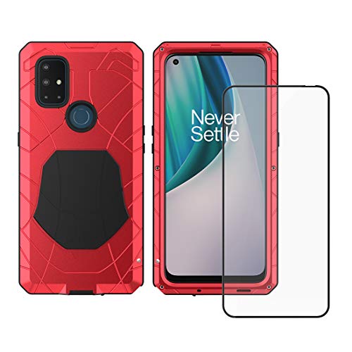 Feitenn Oneplus Nord N10 5G Metal Case, Heavy Duty Military Bumper Shockproof Rugged Defender Silicone Rubber Armor Cover Protective Outdoor Men Screen Protector for Oneplus Nord N10 5G 2020 - Red Feitenn Oneplus Nord N10 5G Metal Case, Heavy Duty Military Bumper Shockproof Rugged Defender Silicone Rubber Armor Cover Protective Outdoor Men Screen Protector for Oneplus Nord N10 5G 2020 - Red