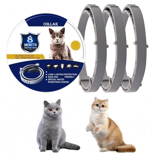3 Pack Cat Collar Cat Collar with Natural Essential Oils Safe Adjustable Collars Natural Essential Oils Collars for Prevention Waterproof & Adjustable 16-Month Protection Safe for Cats Over 7 Weeks