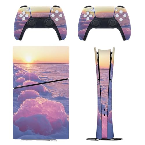 BNSSJAVS - PS5 Skins for Console Digital Edition, Sticker Cover for PlayStation 5 Console and Controller, Easy Removable Protective Film Skin Wrap Game Accessories Decal Full Cover - Ice and Snow