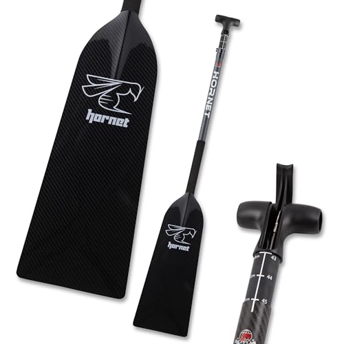 Hornet Watersports Dragon Boat Paddle - Black Glossy- Adjustable Carbon Fiber Dragon Boat Paddle - IDBF Approved - Dragon Boat Accessories (Leverlock Adjustable)