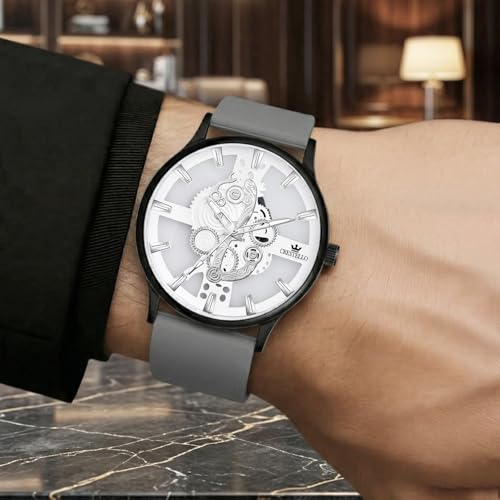 Image of CRESTELLO Silicone Strap Analog Wrist Watch for Men (Black /Blue /Green /Brown /Grey) | 1 Year Warranty* | CR-BK254