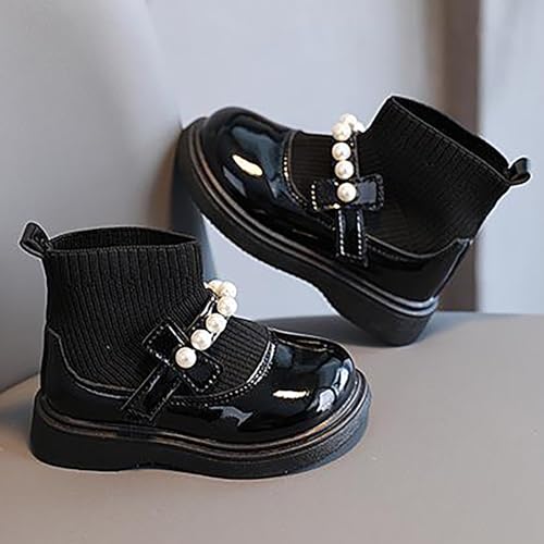 IWIHMIV Ankle Boots for Girls Toddler Winter Shoes Toddler Girls Sock Ankle Boots Little Kid Fall Booties Leather Comfort Shoes3