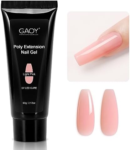 GAOY 60g Poly Gel for Nail Extensions, Builder Gel, Light Pink