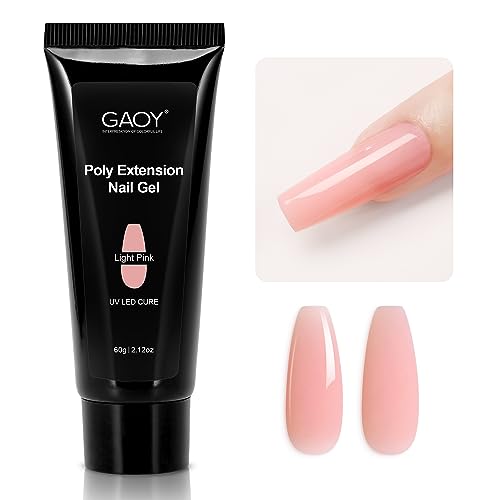 GAOY 60g Poly Gel for Nail Extensions, Builder Gel, Light Pink
