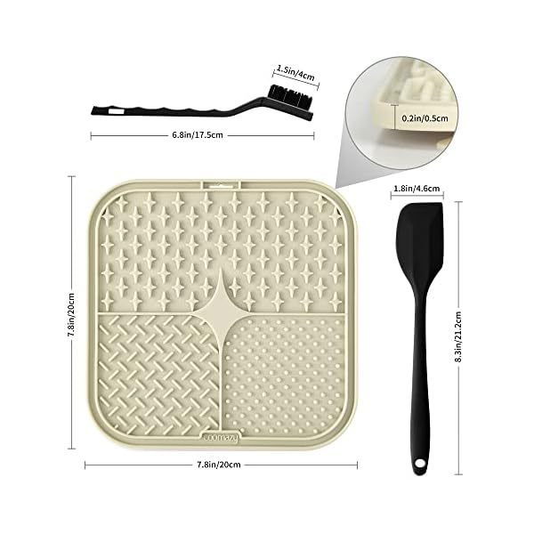 Coomazy Lick Mat for Dog and Cat, Slow Feeder & Non-Slip Design, Boredom and Anxiety Reducer, Suitable for Food, Treats, Yogurt, Peanut Butter and Liver Paste, BPA-Free, Non-Toxic, Grey+ Beige Coomazy Lick Mat for Dog and Cat, Slow Feeder & Non-Slip Design, Boredom and Anxiety Reducer, Suitable for Food, Treats, Yogurt, Peanut Butter and Liver Paste, BPA-Free, Non-Toxic, Grey+ Beige