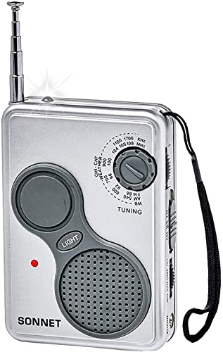 Pocket Radio AM FM with Emergency NOAA Weather Band and Flashlight - Portable Transistor Radio Battery Operated by Sonnet