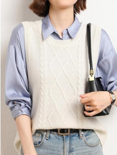 Image of Womens Knit Sleeveless Crewneck Sweater Vest 2025 Knitwear Tank