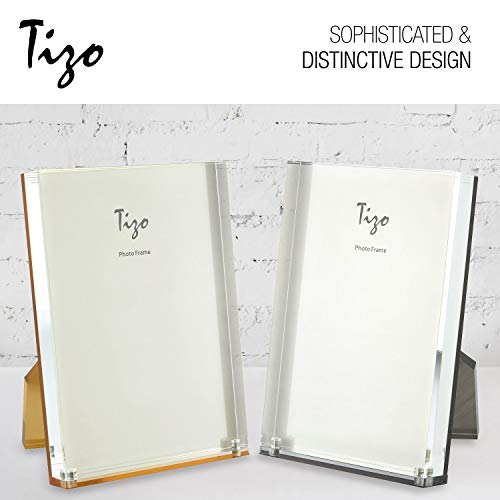 Tizo Design Vertical 5X7 Lucite Picture Frame, Durable 1 Inch Thick Clear Lucite & Magnetic Closures, Elegant & Practical Boutique Quality Photo Frame (Multiple Colors Available) #TOP2