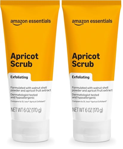 Image of Amazon Basics Exfoliating Apricot Face Scrub, Oil-Free Facial Cleanser with Natural Exfoliants, 6 fl oz (Previously Solimo) (Pack of 2)