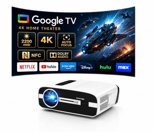 Image of Ultra HD 4K TV Projector Daytime Home Cinema,Google TV, 2200 ANSI, Wireless