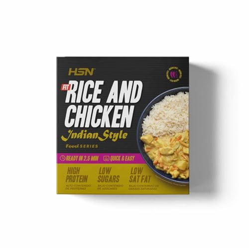 Plato Preparado Fit Arroz con Pollo en Salsa al Curry estilo Hindú de HSN | 420 gramos | Listo para Calentar y Tomar | Alto en Proteínas, Bajo en calorías | Comida Sana y Rica