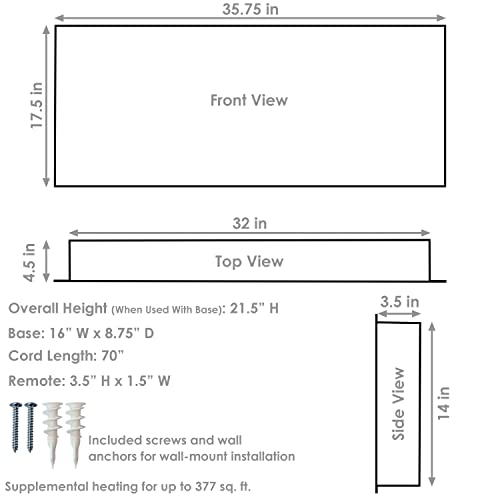Sunnydaze 35.75-Inch Curved Face Indoor Led Electric Fireplace - Floating/Tabletop- 7 Flame Colors - Black Finish #TOP2