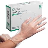 Concentric Food Grade Disposable Vinyl Gloves (Box of 100 - Medium) - Powder Free, Latex Free - Food
