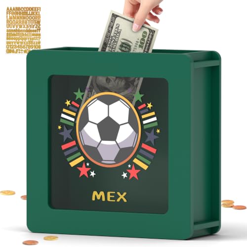Image of Summidate Wooden Soccer Money Box, World Cup Piggy Bank for Kids and Adults