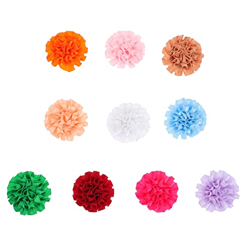 DOITOOL 10 Pcs Carnation Cloth Flower Decor Cat Pets Flower Bows Collar Flowers for Pets Wrinkle Accessories, 5.5X5.5CM, Polyester