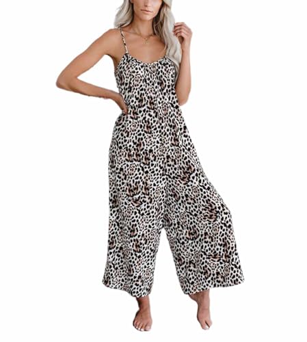 SaiDeng Salopette batik pour femme - Combinaison d'été avec bretelles spaghetti - Sans manches - Style décontracté - Style bohème, multicolore, XL