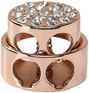 Spring Locks Clasp，Rope stop lock High-grade diamond-encrusted metal spring buckle plated alloy cat's eye pig nose down jacket pants elastic adjustment buckle discount(White/gun)