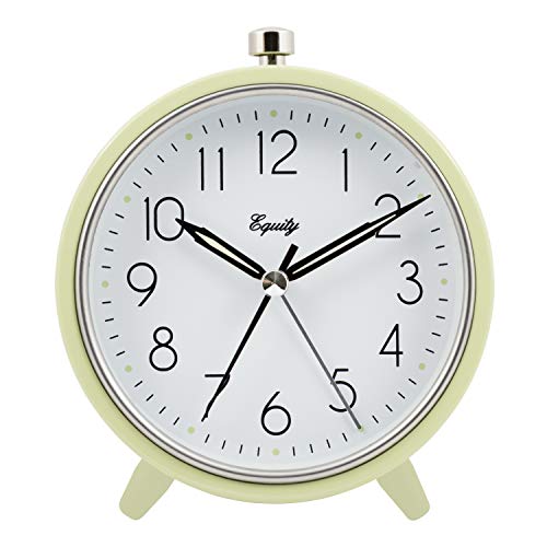 Equity 20090 5 Inch Silent Sweeping Quartz Metal Alarm Clock, Light Green #TOP26