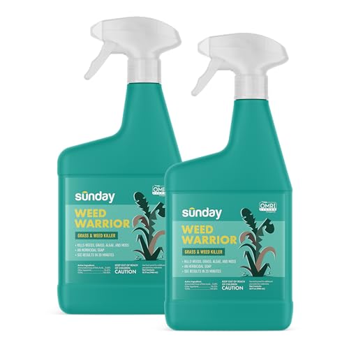 Sunday Weed Warrior, 32oz, 2 Pack - Grass & Weed Killer - Organic, Ready-to-Use Weed Killer Spray -...