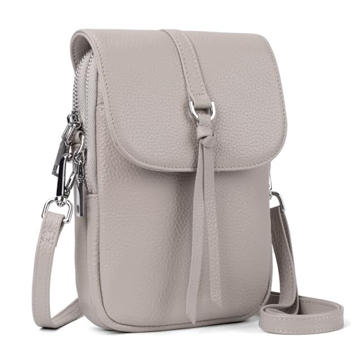 befen Petit sac à bandoulière en cuir véritable pour femmes, sac à bandoulière multi-poches pour téléphone portable avec emplacements pour cartes de...