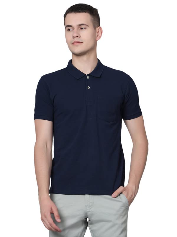 cantabil T-Shirt for Men l Breathable & Soft with Color Fastness Regular Fit Polo Neck Cotton Blend Fabric Solid Pattern-picture-16