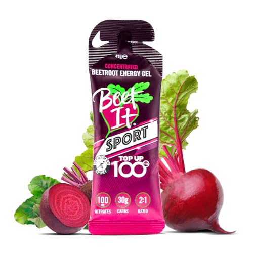 BEET IT Sport Natural Beetroot Running Gels (12 Packs of 43g) - Concentrated Energy Gel for Runners with 100mg Nitrates & 30g Carbs - Long Lasting Energy Gel Packs