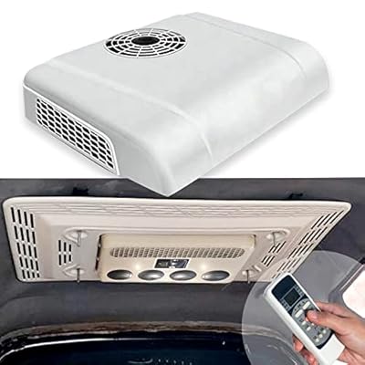 12 Volt Universal Electric Truck RV Rooftop Air Conditioner, 8 hour running Non-Ducted -Quiet AC - Cooling Only |-RV AC Unit - Camper Air Conditioner for RV BUS Truck Vehicle